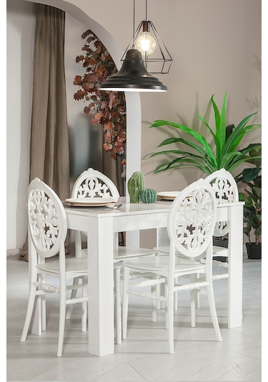 Arda / Venüs Mutfak Masa Takımı 1 Masa 4 Sandalye - Beyaz
