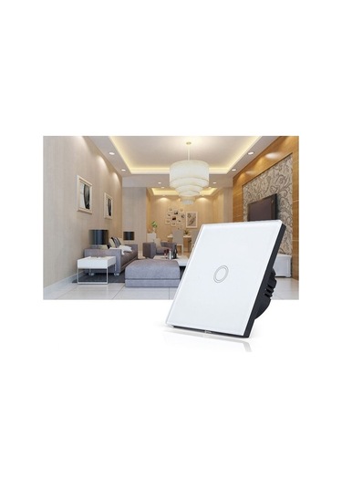 Pazly 86mm 1 Gang Cam Panel Akıllı Ev Işığı Dokunmatik Anahtar, Rf433 Uzaktan Kumanda, Ac 110v-240v Beyaz
