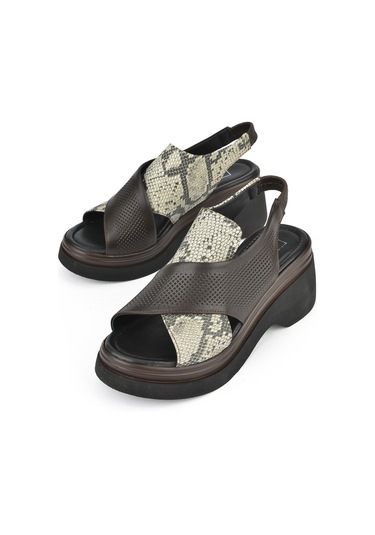 Ziya, Kadın Hakiki Deri Topuklu Sandalet 151992z64001 Kahve 151992z64001 300 Kahve