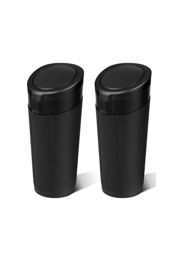 Kapaklı Siyah Araba Çöp Kutusu - 2'li Paket Mini Araba Çöp Kutusu Bardaklık - Küçük Sızdırmaz Araç Çöp Kutusu - Araba Düzenleyiciler