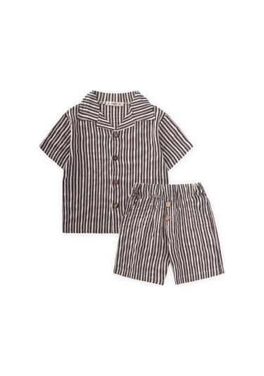 Gofre Gömlek Kapri Takım 2-10 Yaş Siyah Siyah