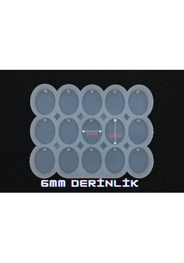 Epoksikalipmarketi 15'li Epoksi Silikon Elips Oval Kalıp 2,8 x 3,6 CM