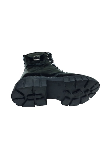 Ortopedikal Turkuaz Filet % 100 Deri Ortopedik Kız Çocuk Bot Parlak Siyah