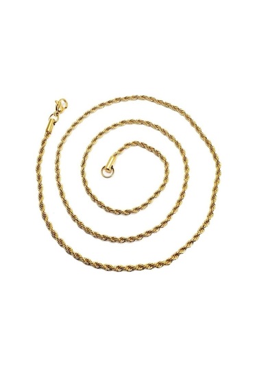 Vog 5mmçelik Halat - Burgu Sarı Renk Unisex 24 Ayar Altın Kaplama Çelik Zincir Sarı