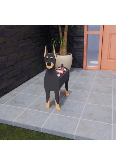 Neevoyu Ahşap Köpek Figürlü Süs Potu - Ev Bahçe Dekorasyonu, Dışarıda Ve İçerde Kullanım, El Yapımı, Dayanıklı