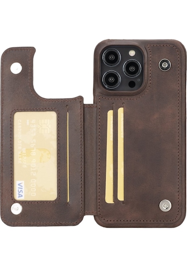 Bouletta iPhone Uyumlu 14 Pro Max Deri Kılıf UBW TN3