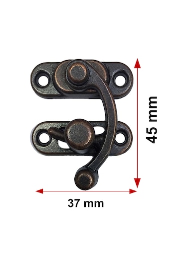2 Adet Büyük Boy Yay Gözü Kancalı Kilit Oksit Kutu Sandık ve Kapak Klipsi 37x45 mm