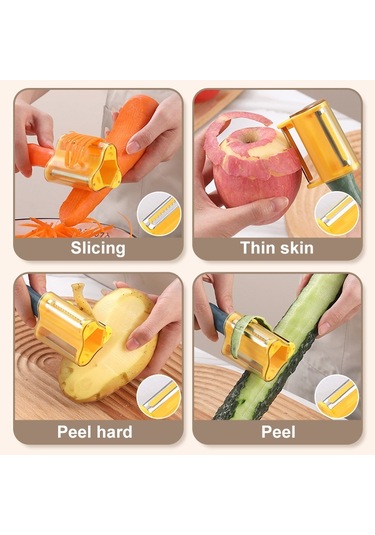 Cbtx 3'ü 1 Arada Ev Mutfak Sebze Ve Meyve Paslanmaz Çelik Soyma Bıçağı Mavi