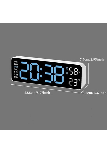 Zilinn 9 İnç Büyük Dijital Duvar Saati Usb Powered Temp Nem Hafta Otomatik Dimmer Dst Masa Saati 12/24h Elektronik Led Çalar Saat Beyaz Kabuk Mavi Işık-36 Çok Renki