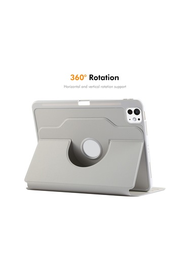 İpad Pro Uyumlu 12,9 İnç 2018 / İpad Pro 12.9 2020 / İpad Pro 12.9 2022 / İpad Pro 12.9 2021 / İpad Pro 12.9 2. Nesil 2022 / İpad Air 13 2024 İçin Enkay Hat Prens Stand Kılıf Tpu+pu Otomatik Uyandırma / Uyku 360 Derece Dönebilen Tablet Kılıfı