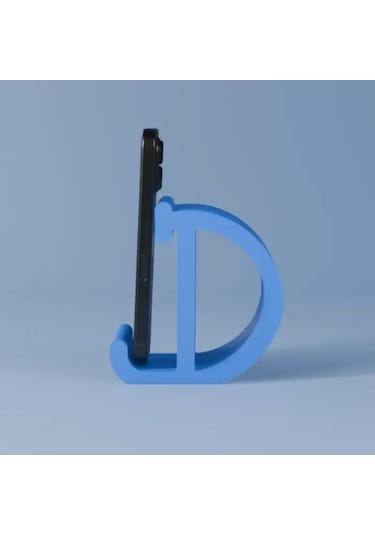 Dekoratif D Harfi Tasarımlı Masaüstü Akıllı Telefon Standı Ve Tutucu Mavi
