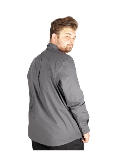 Mode Xl Büyük Beden Erkek Klasik Gömlek Likralı 20351 Füme 001