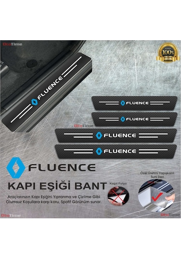 Renault Fluance Logolu Karbon Kapı Eşiği Koruyucu Suni Deri 4'lü Set