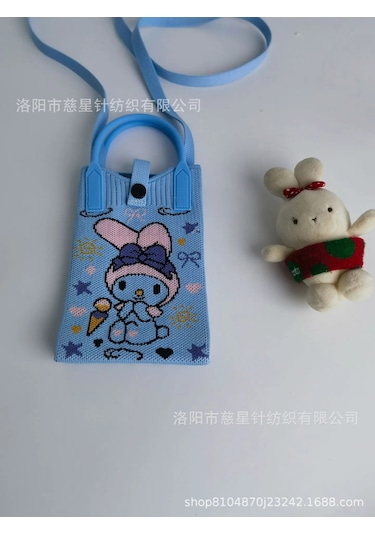 Yaz Sıcak Satış Sezon Örme Küçük Kare Çanta Kaliteli Çanta Crossbody Cep Peacock Blue Rabbit Girl Mavi