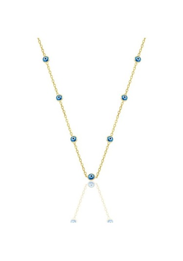 Gümüş Altın Yaldızlı,Cam Göz Nazar Kolye Küpe Ve Bileklik Gümüş