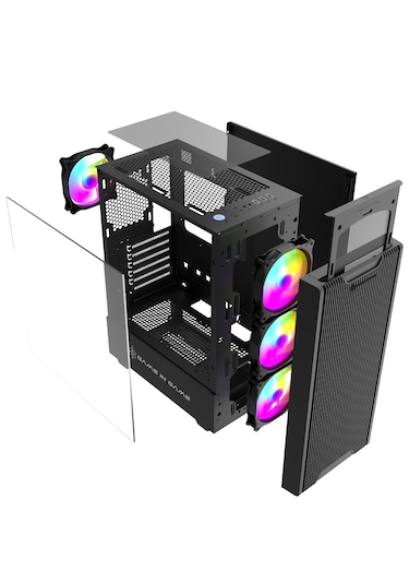 Game İn Game Pony 600w 4x12cm Argb Fan Mesh Panel Temper Atx Kasa