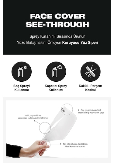 Çok Amaçlı, Saç Spreyi Yüz Koruma Kalkanı Dashu Face Cover See-through