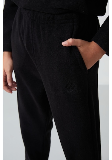 Tommy Life Siyah Kalın Yumuşak Dokulu Standart Fit Nakışlı Polar Erkek Çocuk Eşofman Takım - 11218 Siyah