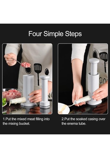 Sosis Makinesi Temizlemesi Kolay Köfte Yapmak Piston Tasarımı Kullanışlı 2'si 1 Arada Taşınabilir Manuel Köfte Dolum Aracı Mutfak Gadget'ı Diğer