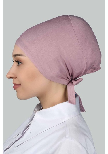 Altobeh Kadın Pratik Dikişsiz Bağcıklı Kaymayan Tesettür Penye Bone - Koyu Pembe