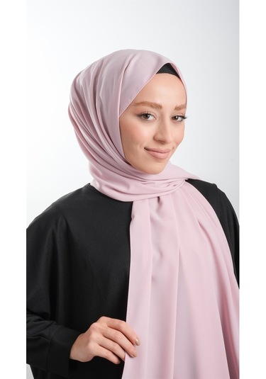 Pembe Düz Klasik Şal Medine Ipeği Sade 202103_04 Pembe