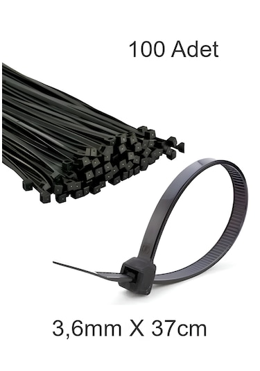 Siyah Plastik Cırt Kelepçe 3.6mm-37cm Kablo Bağı Elektrik Kablosu