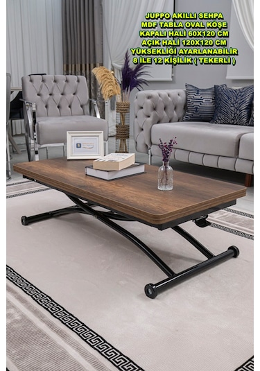 Juppo Üst Tabla Mdfbarok Ceviz Oval Köşe Alt Siyah Dışa Kıvrım