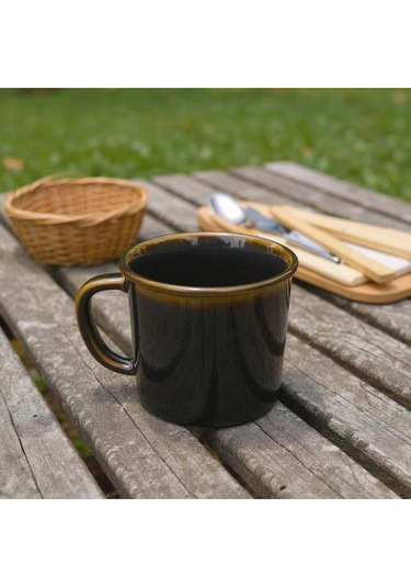 El Yapımı Seramik Kupa Organik Boya Haki