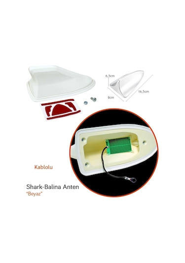 Markaonbir Nyf Shark Balina Anten Kablolu Altı Silikonlu Beyaz