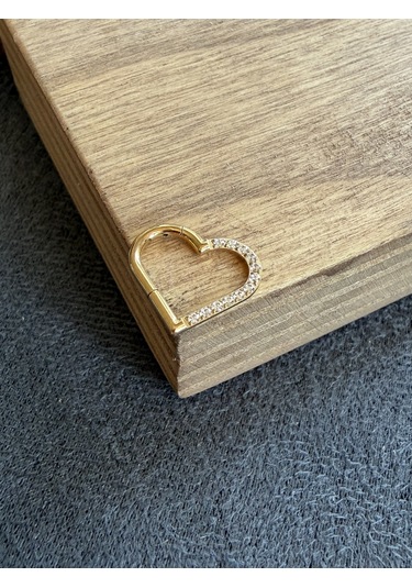 Gerçek G23 Titanium Kalp Modeli Kilitli Titanum Halka Piercing Altın