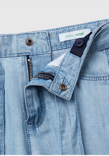Benetton Kız Bebek Denim Pantolon Mavi