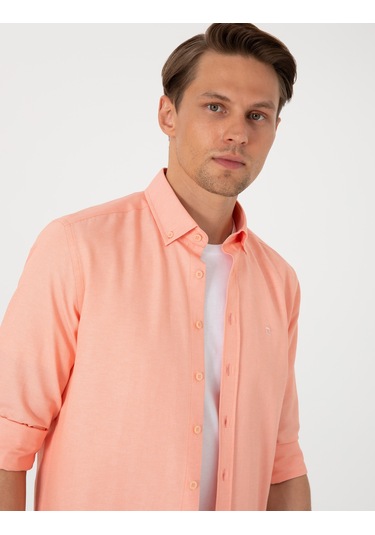 Pierre Cardin Erkek Mercan Gömlek Desenli 50306996-vr186 Mercan