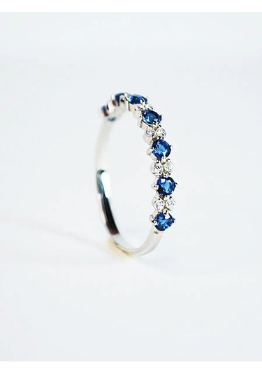 Lapshov 925 Ayar Gümüş Sapfir Taşlı Yüzük 11221097 Mavi