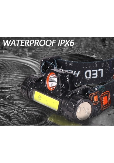 1200 Lümen Cob Led Şarjlı Çalışma Lambası Kafa Feneri Kafa Lambas N11.318 Siyah