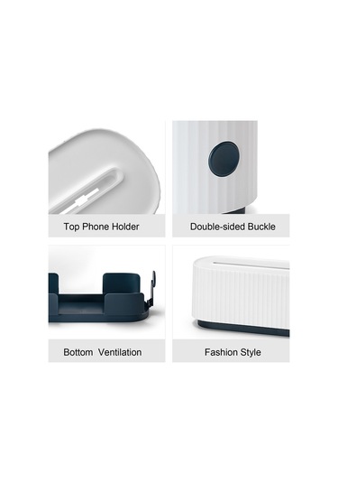 Telefon Tutucu Kapaklı Kablo Yönetim Kutusu Masa Tel Beyaz Beyaz