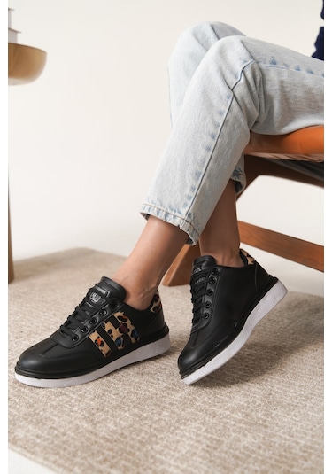 Garantili D0516 Günlük Ortopedik Kadın Sneaker Spor Ayakkabı Siyah