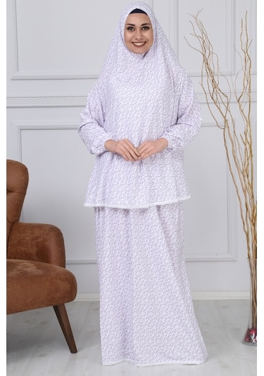 Iki Parça Pratik Namaz Elbisesi Beyaz