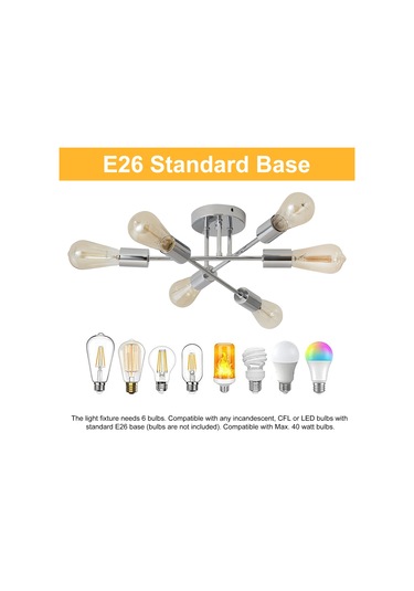 Tomshine 6 Işıklar Yarı Gömme Tavan Lambası Gümüş