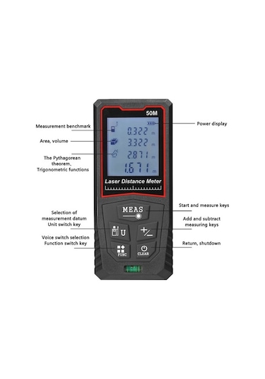 Pazly 70m El Tipi Lazer Mesafe Ölçer, Yüksek Hassasiyetli, Pil Hariç, Alan/hacim Hesaplama
