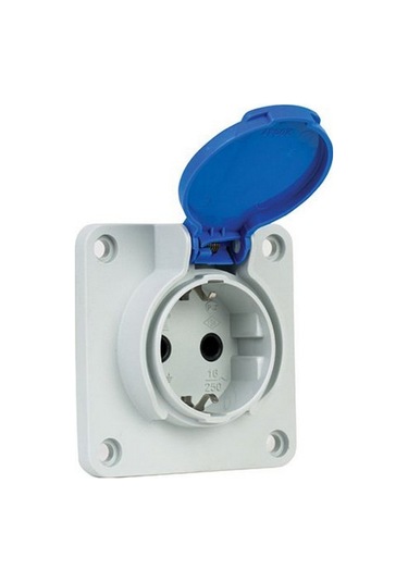 METE ENERJİ 40402005 1X16A. Makine Prizi Yan Girişli Gri