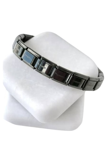 Çelik Bileklik İtalyan Charm Model Unisex Erkek Kadın 3 Mm 18 Cm Siyah Black Siyah