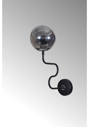 Luzarana Ferro Yatay Krom-siyah Metal Gövde Füme Camlı Tasarım  Aplik