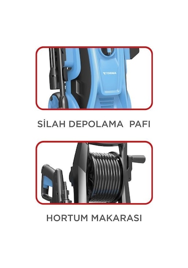 Torima Hpc-01 Mavi Yüksek Basınçlı Oto, Halı, Bahçe Temizleme Ve Yıkama Makinesi 2000w, 150 Bar Mavi