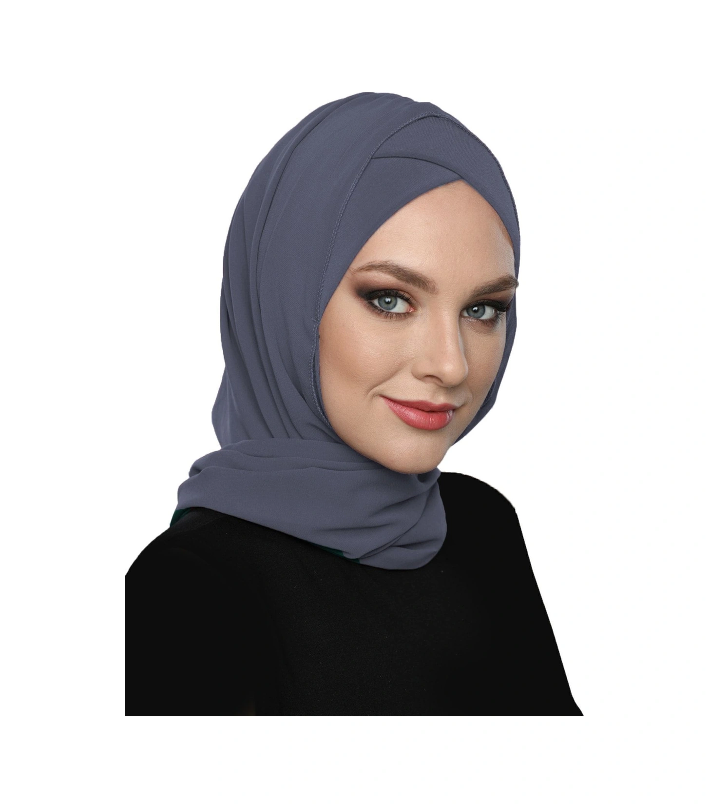 Şallı Takmatik Sade Koyu Gri Hazır Türban Tesettür Bone Namaz Örtüsü Koyu Gri