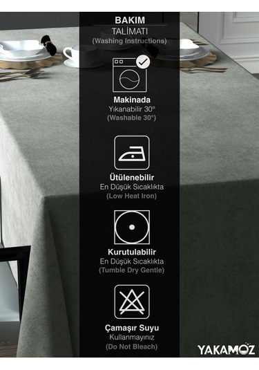 Taş Rengi Kadife Dokulu Masa Örtüsü Dertsiz Velvet Touch Serisi Taş Rengi