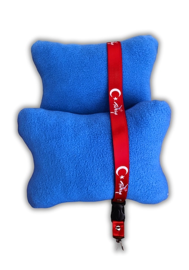 Mavi Polar Ortopedik Araç Oto Koltuk Boyun Yastığı 2li - Ayna İpi