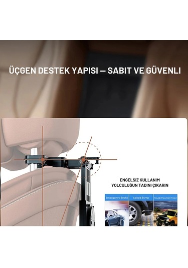 Shopytech Evrensel Araç Koltuğu Masası 360 Döner Tepsi Tablet Laptop Standı Ve Bardaklık 1 Adet