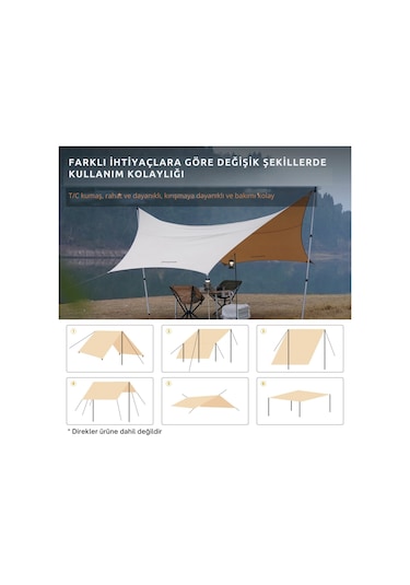 Kingcammp Albano 5 Glamping Tarp Upf50+ I 410x410 Khaki Multi Çok Renkli