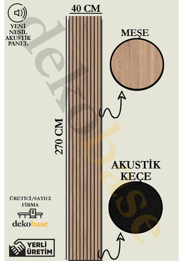 Meşe 40x270 Cm Yeni Nesil Akustik Ahşap Duvar Paneli