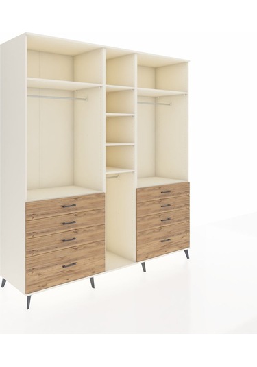 Kronos Dolap 8 Raflı 8 Çekmeceli 3 Askılı 220x59x243 Aytaşı-aytaşı/çam Aytası/atlas Çam